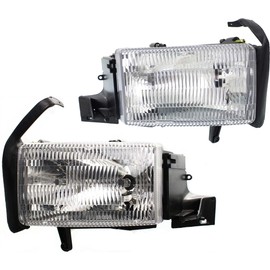 Garage-Pro Driver and Passenger Side Headlight for Dodge Ram 1500 1994-2002 Also Fits Ram 2500 Halogen With bulb(s) For Models Without Sport Package, Old Body Style Replaces# 55054780AH-PFM