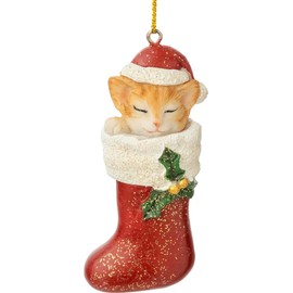 The Bridge Collection Santa Kitty in Stocking Ornament - Kitten Christmas Tree Ornaments - Cat Ornaments for Christmas Tree - Catmas - Gifts for Cat Lovers