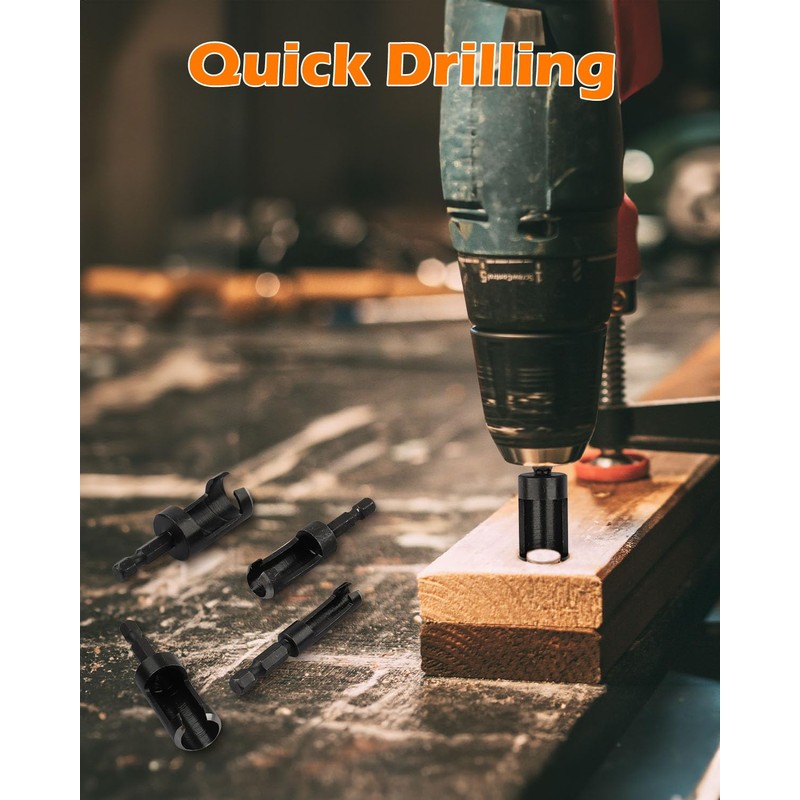 AOKLIT Plug Cutter, 8Pcs Wood Plug Cutters Drill Bit Set