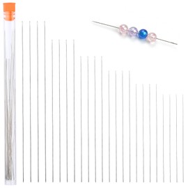 24 Pieces Beading Needles, 6 Sizes, Long Straight Beading Needles, Sewing Needles, Beading Needles, Stainless Steel Hand Sewing Needles with Needle Bottle for DIY Beading Crafts and Jewellery Making