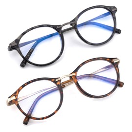 SOPHILY Round Reading Glasses Women Men Circle Readers Blue Light Blocker +1.75, Black/Brown Tortoiseshell