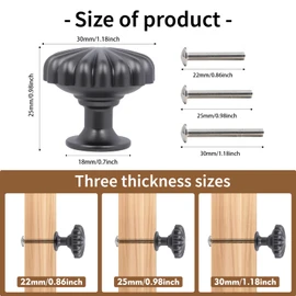 ShipeeKin 4X Cabinet Hardware Knobs Dresser Drawer Knobs Pumpkin Shape Pull Handle 30mm Single Hole Cabinet Knobs for Door Kitchen Cupboard(Gray)