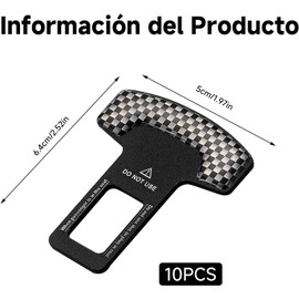 10 Piezas Protectores Decorativos para Puerto de Cinturón de Seguridad, Tapa Antipolvo con Diseño de Fibra de Carbono, Accesorio Interior Universal para Coche, Auto, Camioneta