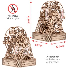 WOODEN.CITY Large Ferris Wheel Wooden 3D Puzzles for Adults - Wood Model Kits for Adults - Made in EU