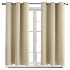 BGment Room Darkening Curtains 54 Inches Long - Grommet Thermal Insulated Drapes Window Treatment Curtains for Bedroom, 2 Panels, 38 x 54 Inch, Beige