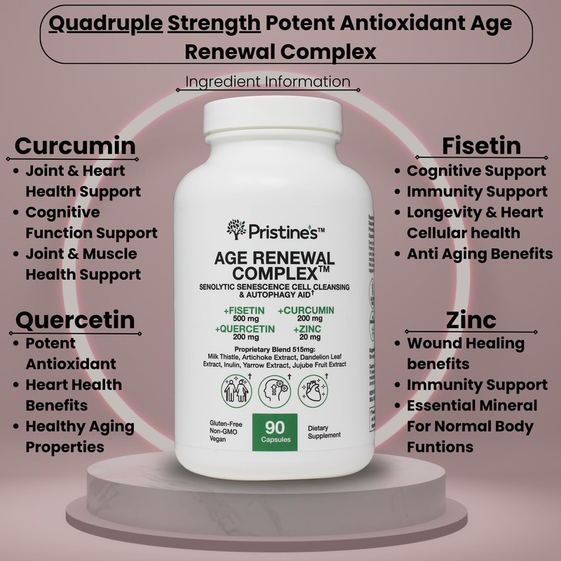 PRISTINE'S Age Renewal & Detox Supplements 90 Capsules 30 Day
