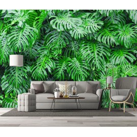 BZHXBZ - Tropical Botanical 3D Wallpaper Bedroom Green Leaf Plant Monstera murals Aesthetic Room Decor Living Room tv Background Large Wall Mural - 183"x120" Not Peel and Stick