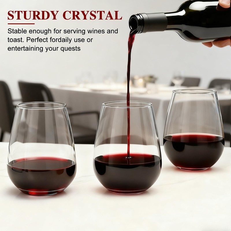 Datttcc 12 pack Stemless Wine Glasses,wine glasses set of 12,16oz