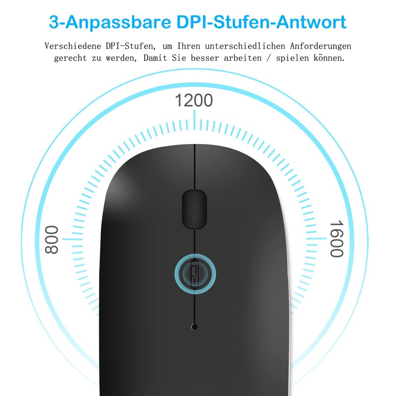 QYFP Bluetooth Maus, Wiederaufladbare Leichte Kabellose Maus Kompatibel mit MacBook