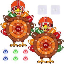 chiazllta 2PCS Thanksgiving Dart Board Sticky Balls Toys Games Fall Turkey Dart Board Kit with 6 Sticky Balls and 2 Hooks for Kids Boys Girls Thanksgiving Indoor Outdoor Sports Fun Party Games