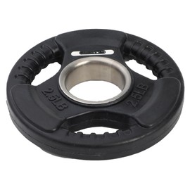 HolaHatha 2.5-Pound Olympic Rubber Coated Solid Cast Iron Weight Plate with Tri Grip Handle for Full Body Strength Training Workouts, Black