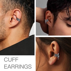 Suplight 925 Sterling Silver Feather Cuff Earrins for Women Non Percing Vintage Jewelry Helix Cartilage Wrap Ear Cuff