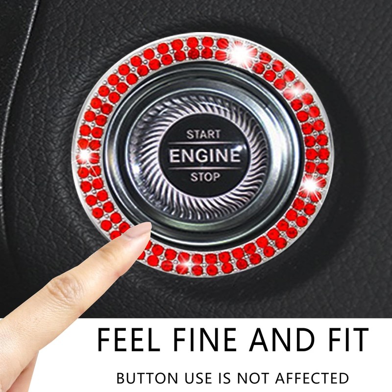 Luminuti Bling Crystal Push Start Engine Button Cover, Car Rhinestone