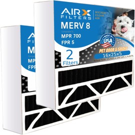 AIRX FILTERS WICKED CLEAN AIR. 16x25x5 Air Filter Odor Eliminator Carbon Filter MERV 8 Compatible with Skuttle #000-0448-001 DB-25-16 2 Pack
