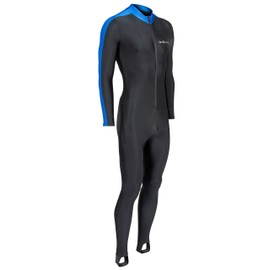 NeoSport Full Body Long Sleeve Lycra Sports Suit for Women and Men – Helps Protect Against UV rays and Skin Irritants - Great for Swimming, Snorkeling, Scuba Diving and All Watersports, , BLACK/BLUE, Large