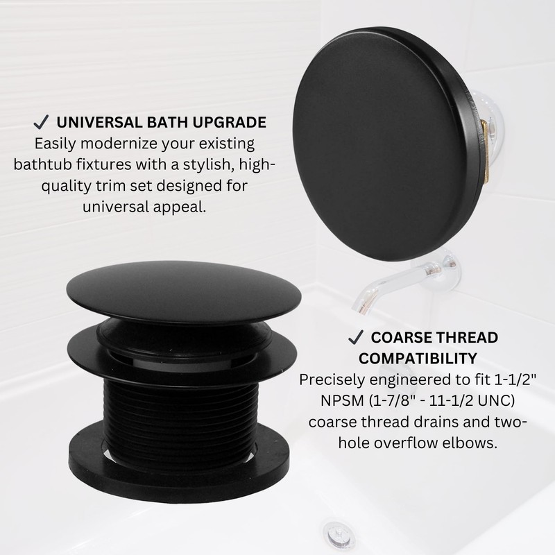 Westbrass Mushroom Tip-Toe Tub Trim Set with Floating Faceplate, Matte