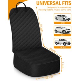 Dog Car Seat Cover, Pets Front Dog Car Seat Cover for SUV, Trucks. Waterproof Nonslip Car Seat Covers for Dogs Front Seats, Medium, Black