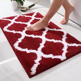 Homaxy Non-Slip Bath Mat Set, Soft Deep Pile Bathroom & Toilet Rug Set, 2-Piece Microfibre Bath Mat Set