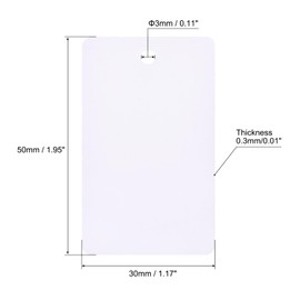 TOP-VIGOR 50Pcs Plastic Shipping Tags, 30x50x0.3mm Waterproof Hang Tags, Blank Labeling with Eyelet for Product Identification Labels Valve Marking Outdoor Tagging, White