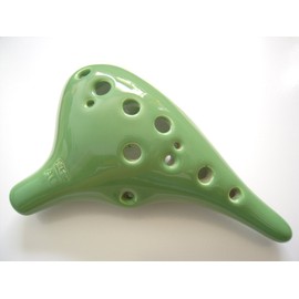 Alto C 12 Holes Green Glaze Ceramic Ocarina -Includes Protective Bag. Great Gift. Linn's Arts!