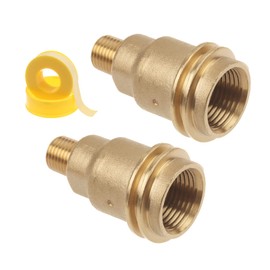 2Pcs Male 5042 QCC1 Nut, Timsec Propane Gas Fitting Hose Adapter with 1/4 Inch NPT Pipe Thread and QCC Type 1 Male and POL Female Connector, 33ft PTFE Gas Line Pipe Thread Tape for Outdoor Cooking