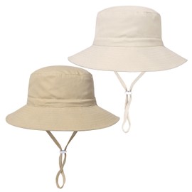 Baby Sun Hat Toddler Boys Girls Bucket Hat for Kids UPF 50+ Sun Protective Child Summer Beach Hats 6-24 Months Beige Khaki
