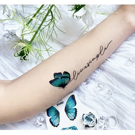 Butterfly Tattoo Sticker for Waterpark - Body & Face FG-032 Blue Butterfly 10ea