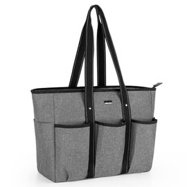 Damero Nurse Tote Bag with Insert Organiser, Nurse Tote Laptop Shoulder Bag for Work and School, Large Women Handbags for HomeCare Nurses and Healthcare, Gray