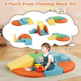 JY QAQA 6Pcs Climbing Toys for Toddlers, Building Block Game Structures, Indoor Climbing Toys for Toddlers, Ultra High Density Soft Play Set for Children to Crawl and Slide