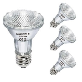 LuxGallerri PAR20 Halogen Light Bulbs 3 Pack 120V 50w Dimmable, E26 Medium Base Flood Light Bulbs with 3000k Warm White,High Output Reflector for Kitchen Stove Hood and Range Hood Light Bulb.