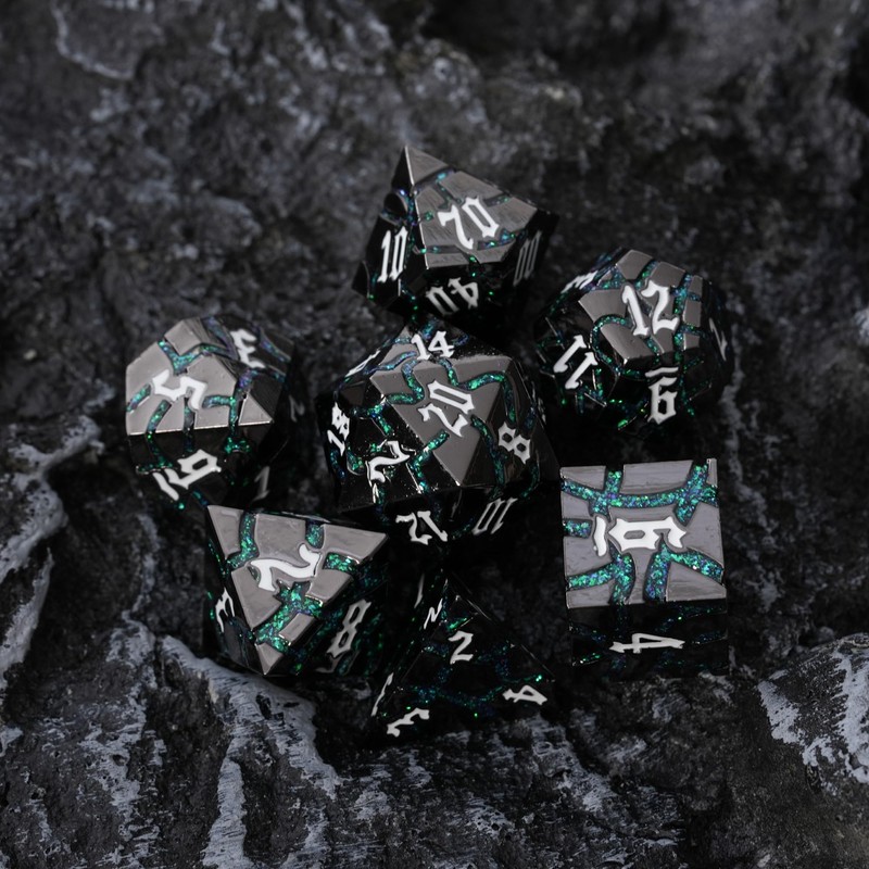 Soar Forge Metal Dice for DND - Ancient Cracked Glitter