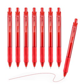 Kabolain 8 Pcs Red Ink Gel Pens, 0.5mm Retractable Ballpoint, Fine Point Smooth Pens with Soft Grip, Office Pen School Supplies for Writing