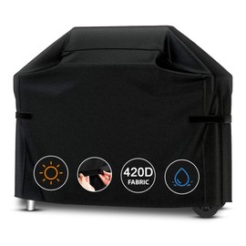 RICHIE Barbecue Cover, BBQ Grill Cover Outdoor 183x66x130cm, 420D Heavy Duty Waterproof Large Barbecue Gas Grill Cover with Velcro, Windproof, UV Resistant & Rip-Proof/Black