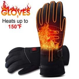 Rabbitroom Electric Battery Heated Gloves for Men&Women Rechargeable Battery Powered Gloves Waterproof Thermal Arthritic Gloves Winter Outdoor Sport Mittens (Large Size)