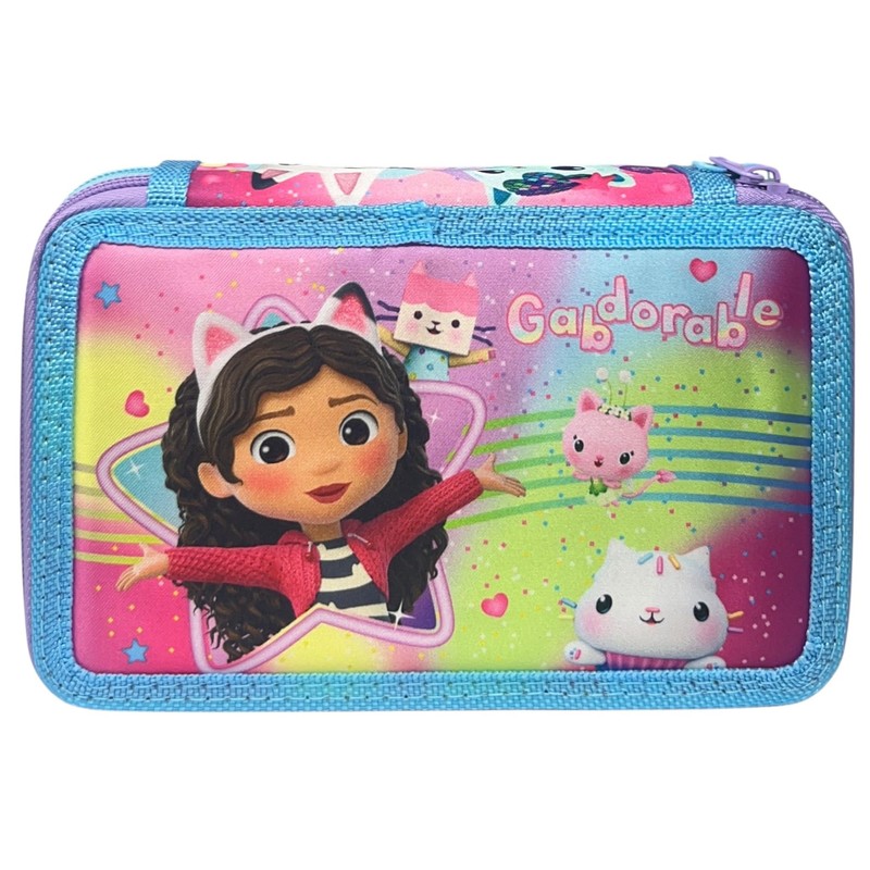 CARTOON Pencil Case 3 Zip Complete 44 Pieces for School