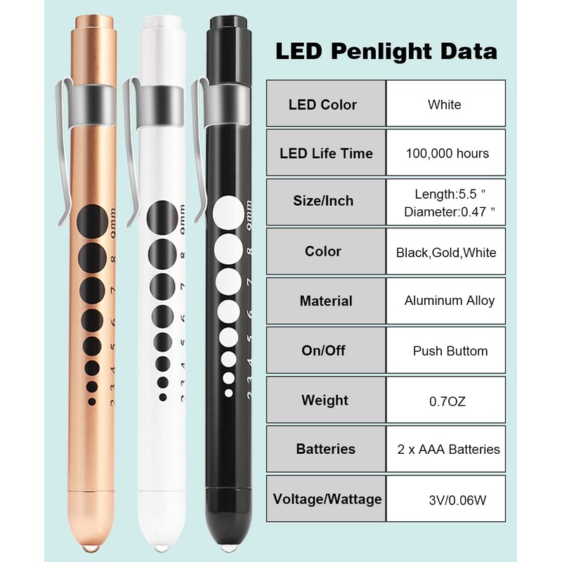 MEUUT 3 Pack Pen Lights for Nurses with 6 Batteries