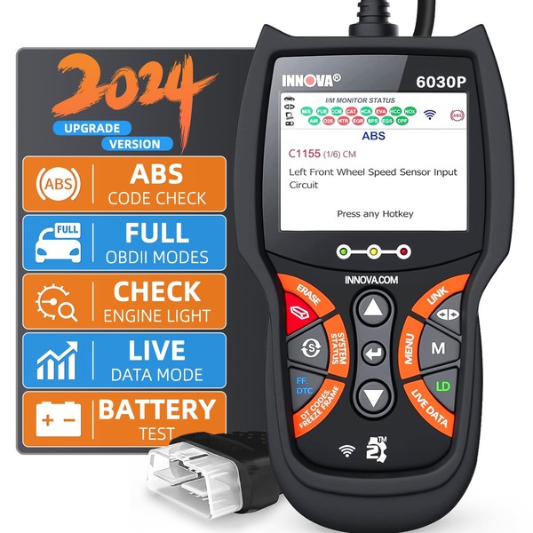 INNOVA 6030P OBD2 Scanner Diagnostic Tool -Read/Erase ABS Codes-Check Engine Light-Car Scanner Live Data with Battery & Alternator Test-Code Severity Levels-Full OBDII Modes