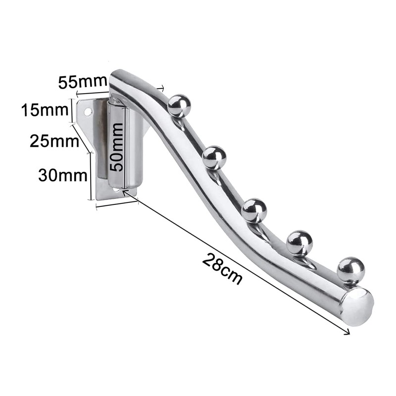 Wall Mount Clothes Hanger,180° Folding Clothes Rail for Bedrooms,Laundry Rooms,Bathrooms(5