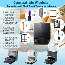 Accessories Kit Replacement Part for Shark Power Detect/Detect Pro AV2800ZE AV2810YS AV/RV2820ZE/YE Robot Vacuum,Main Brush,Primary Filters,Foam Filters,Pre/(Post)-Motor Filters,Side Brush (18 Pack)