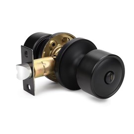 NIZADO Privacy Interior Black Door Knob with Lock for Bedroom and Bathroom, Flat Indoor Keyless Door Lock for Bedrooms, Modern Matte Black Door Handle Interior 1 Pack