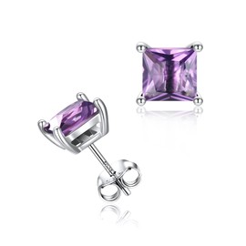 Silvora 925 Sterling Silver Birthstone Stud Earrings for Women - Tiny Birthstone Gemstone Stud Earrings