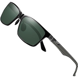 DUCO Mens Sunglasses Polarized Rectangle Sunglass for Men Lightweight Carbon Fiber UV400 Protection 8206