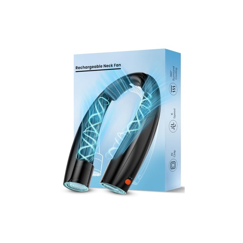 Elrerue Portable Neck Fan - 6 Speeds Rechargeable Hands-Free Cooling