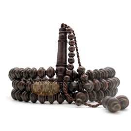 Dark Brown 8x11mm 99-Bead Contoured Tamarind Prayer Bead Dhikir Tasbih
