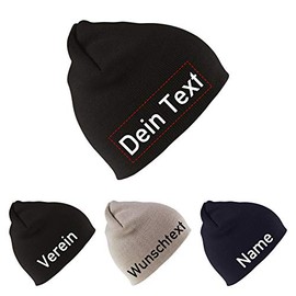 Generisch Beanie (Knitted Hat) Embroidered with Name or Desired Text, black
