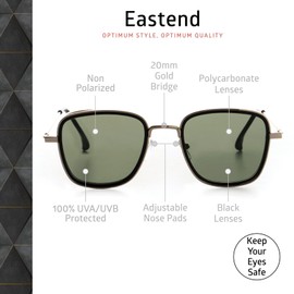 OPTIMUM OPTICAL Eastend Oversized Classic Square Frames Sunglasses UV Protection Eyewear for Women and Men - Eastend