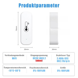 GERUI WiFi Smart Thermometer Hygrometer, Digital Mini Indoor Temperature and Humidity Sensor, Room Temperature Humidity Sensor App for Greenhouse Cellar, Compatible Alexa/Google Home/Tuya