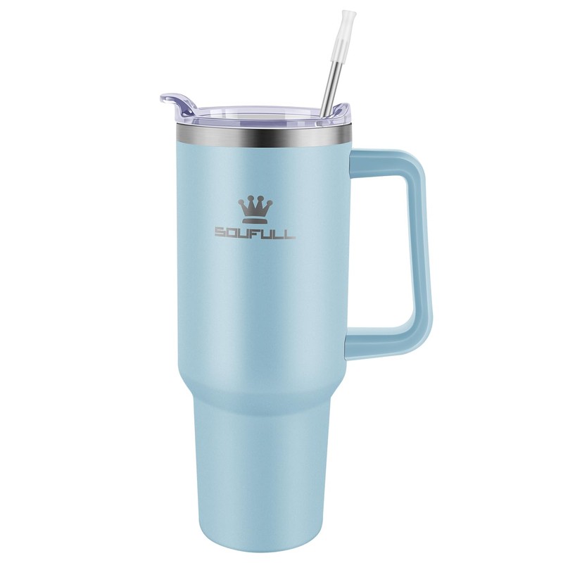 40oz Leakproof Stainless Steel Insulated Travel Tumbler with Handle, Straw