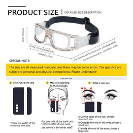 SHEEN KELLY Sports Glasses for Basketball, Anti-Collision Glasses, Football, Volleyball, Hockey, Outdoor Protective Glasses, Adjustable Elastic Band
