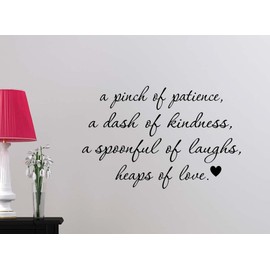 Simple Expressions Arts A Pinch of Patience a Dash of Kindness a Spoonful of Laughs Love Wall Mural Sticker Art Kitchen Decor Saying Lettering Stencil Wall Accents